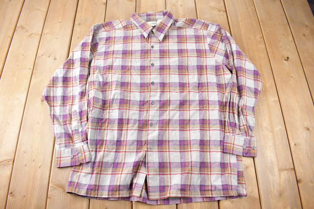 Vintage 1990s Miller Plaid Button Up Flannel Shirt Made In Canada Size XL
