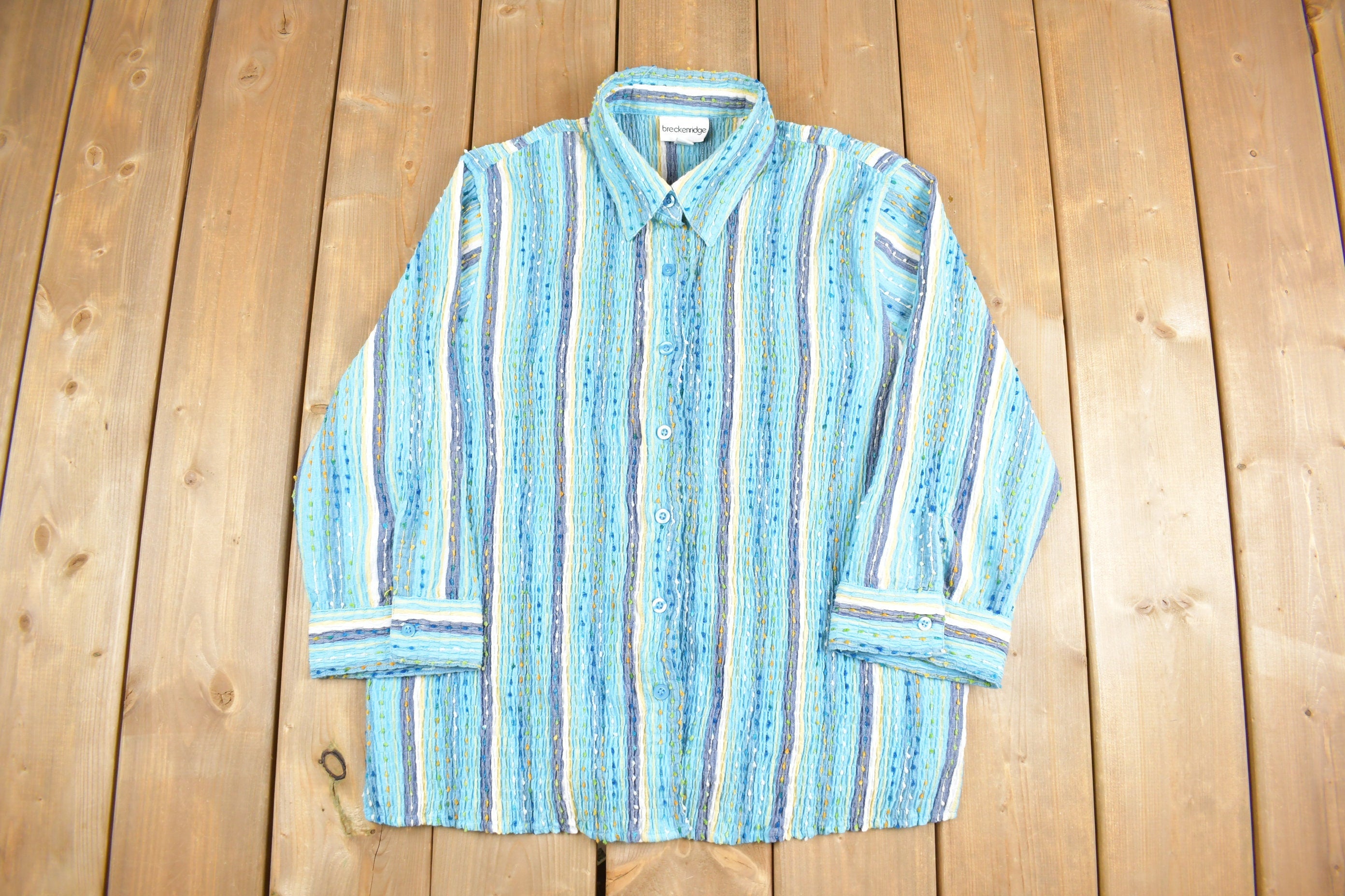 Vintage 1990s breckenbridge Funky Striped Button Up Shirt
