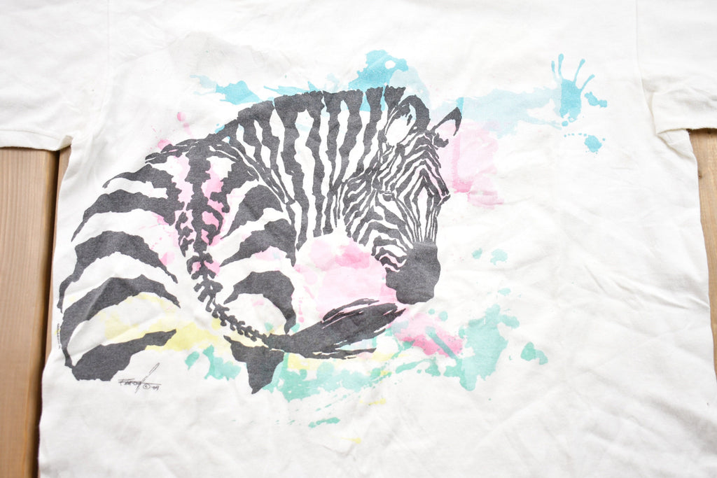 Vintage 1989 Zebra Print Graphic T-Shirt