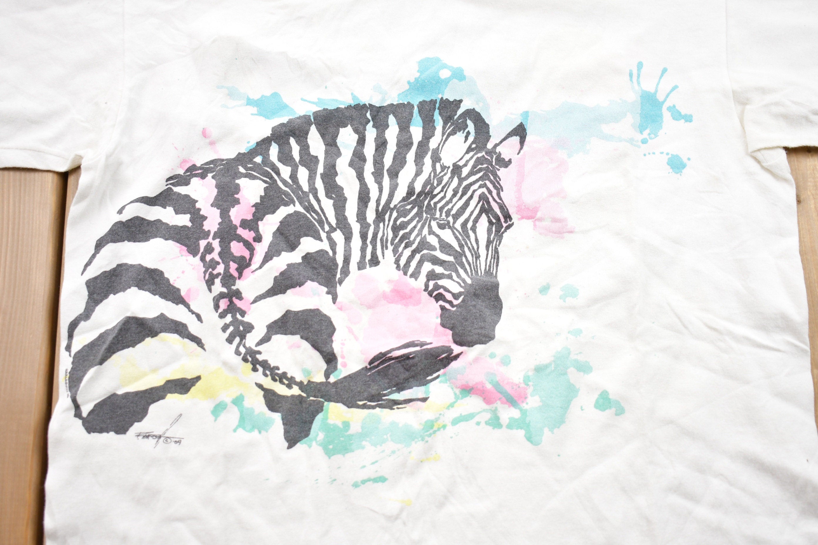 Vintage 1989 Zebra Print Graphic T-Shirt
