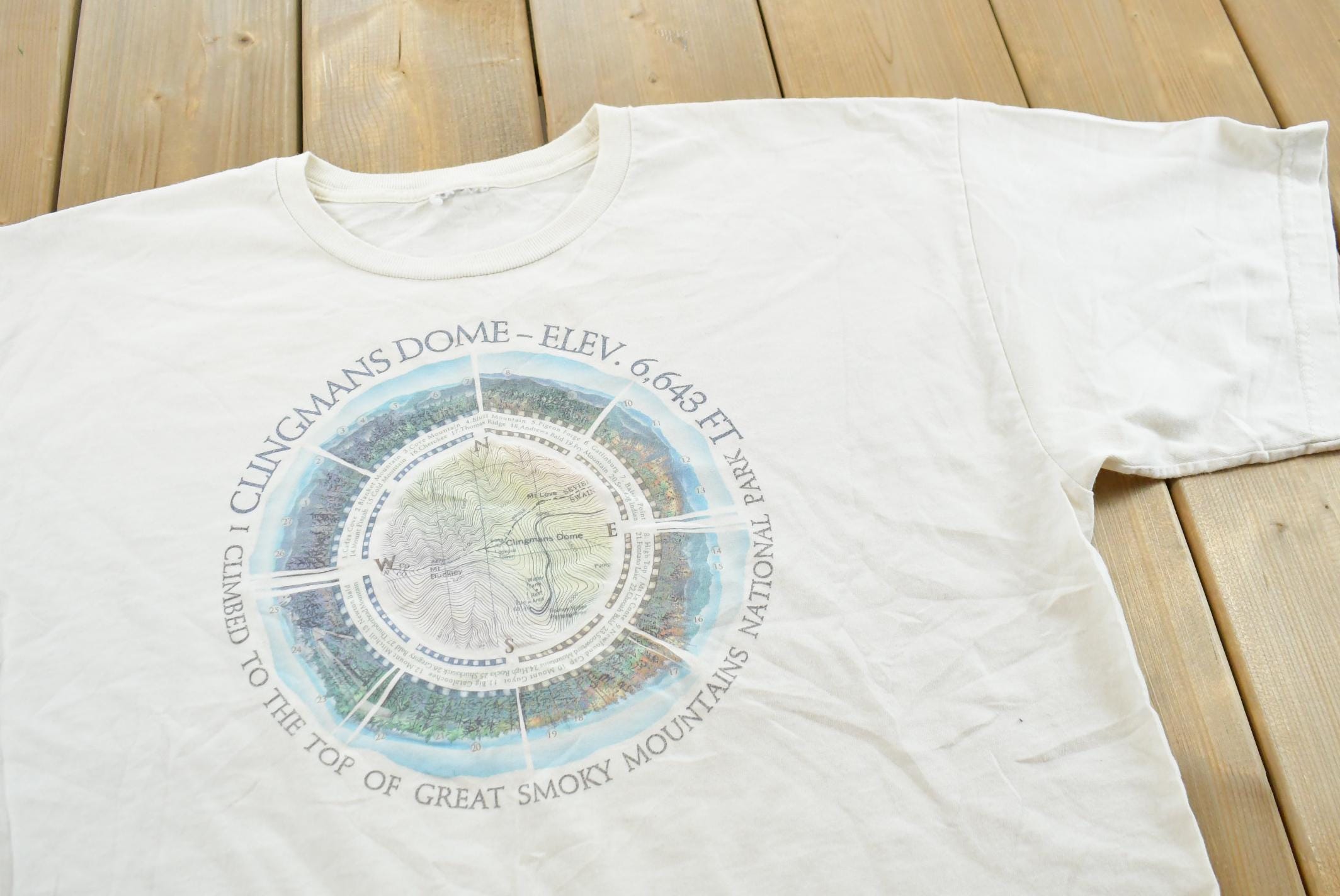 Vintage 1990s Great Smoky Mountains Clingmans Dome Hiking T-Shirt Mens L
