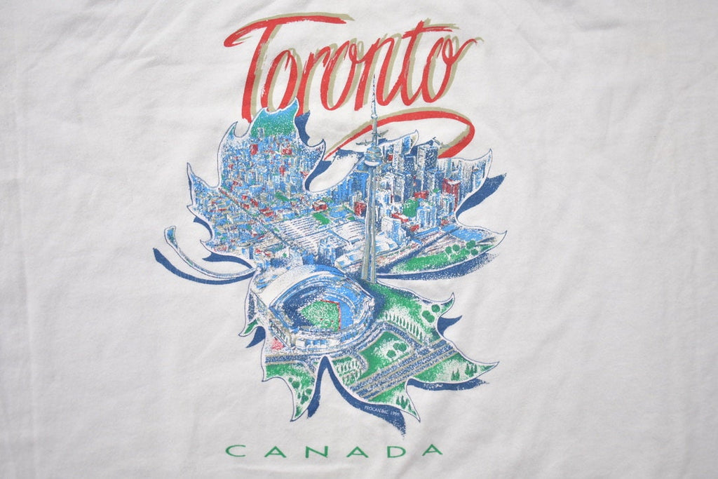 Vintage 1999 Toronto Canada Leaf Map Souvenir T Shirt