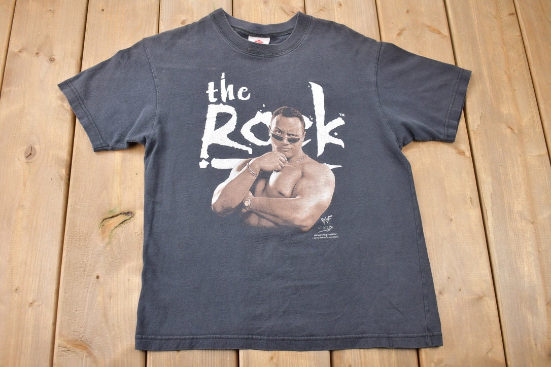Vintage 1998 Youth Sizing The Rock Attitude Wrestling Graphic T-Shirt