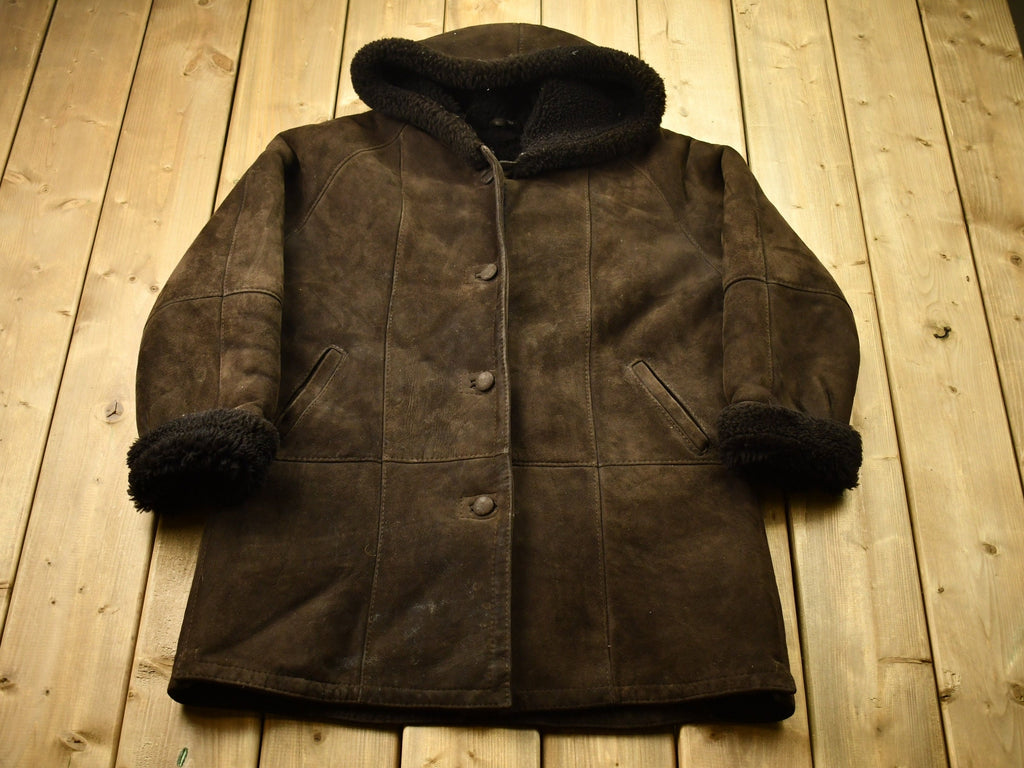 Vintage 1990s Suede Leather Fur Coat