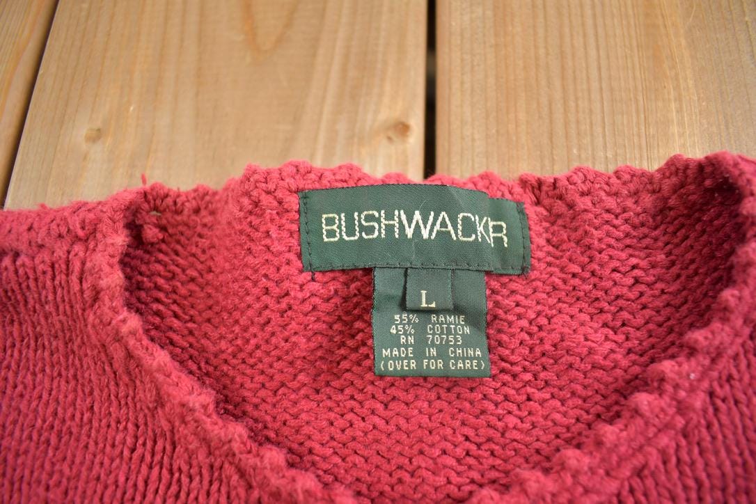 Vintage 1990s Bushwacker Flower Themed Knit Cardigan Sweater