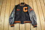 Vintage 1960s Wool Varsity Jacket: Leather Sleeves, Men's Medium