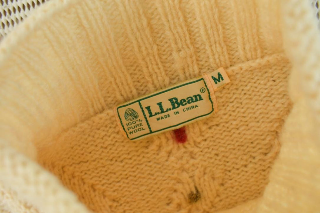 Vintage 1990s LL Bean Floral Pattern Knit Sweater / Vintage 90s / Outdoorsman / Vintage Knit / Mock Neck / Pure Wool