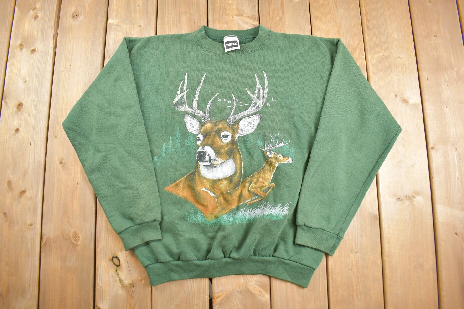 Vintage 1990s Deer Theme Crewneck Sweater / Souvenir / Vintage Sweatshirt / Outdoorsman / Wilderness Sweatshirt / Tultex