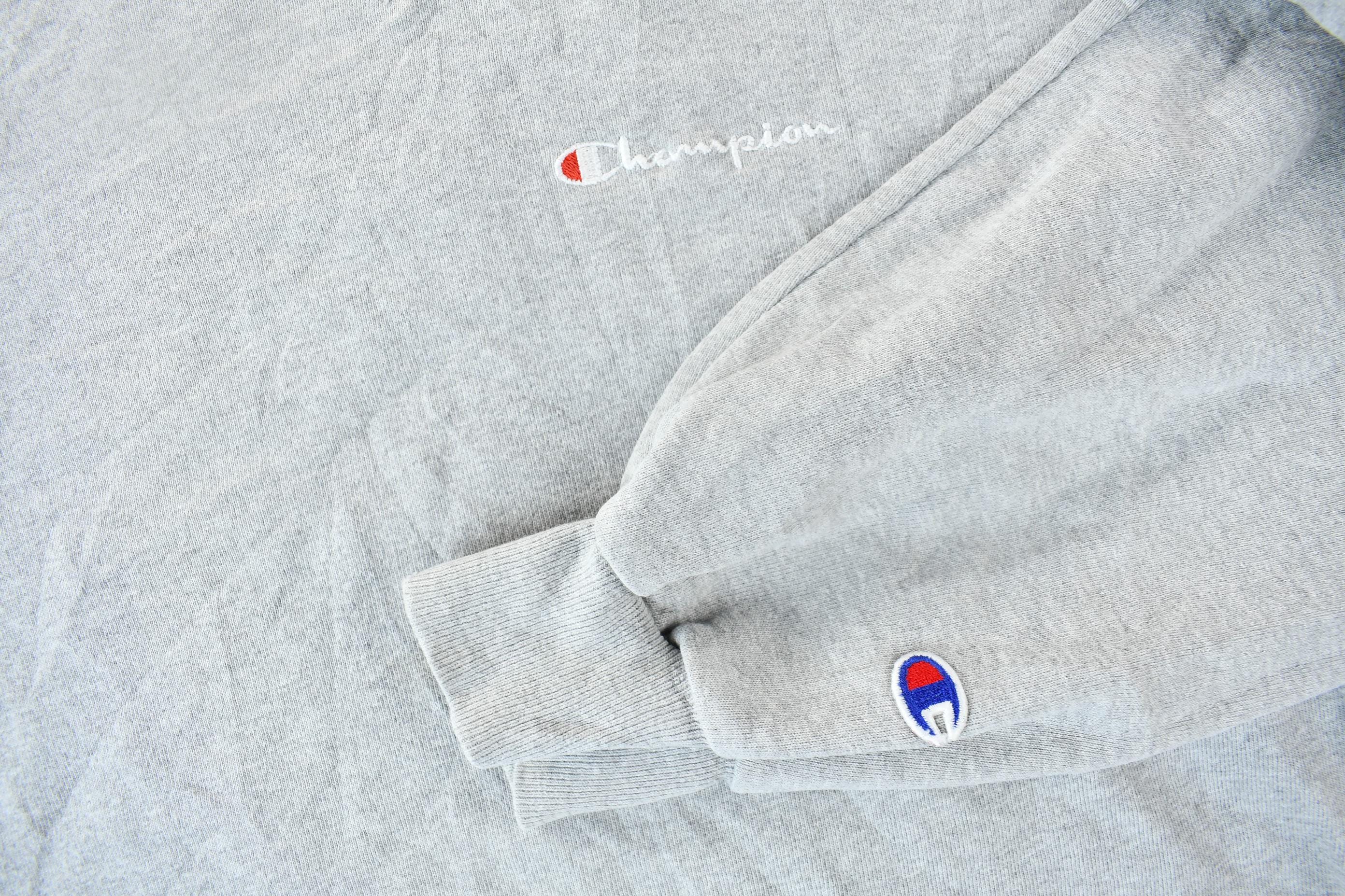 Vintage 1990s Champion Mini Logo Grey Crewneck Sweatshirt