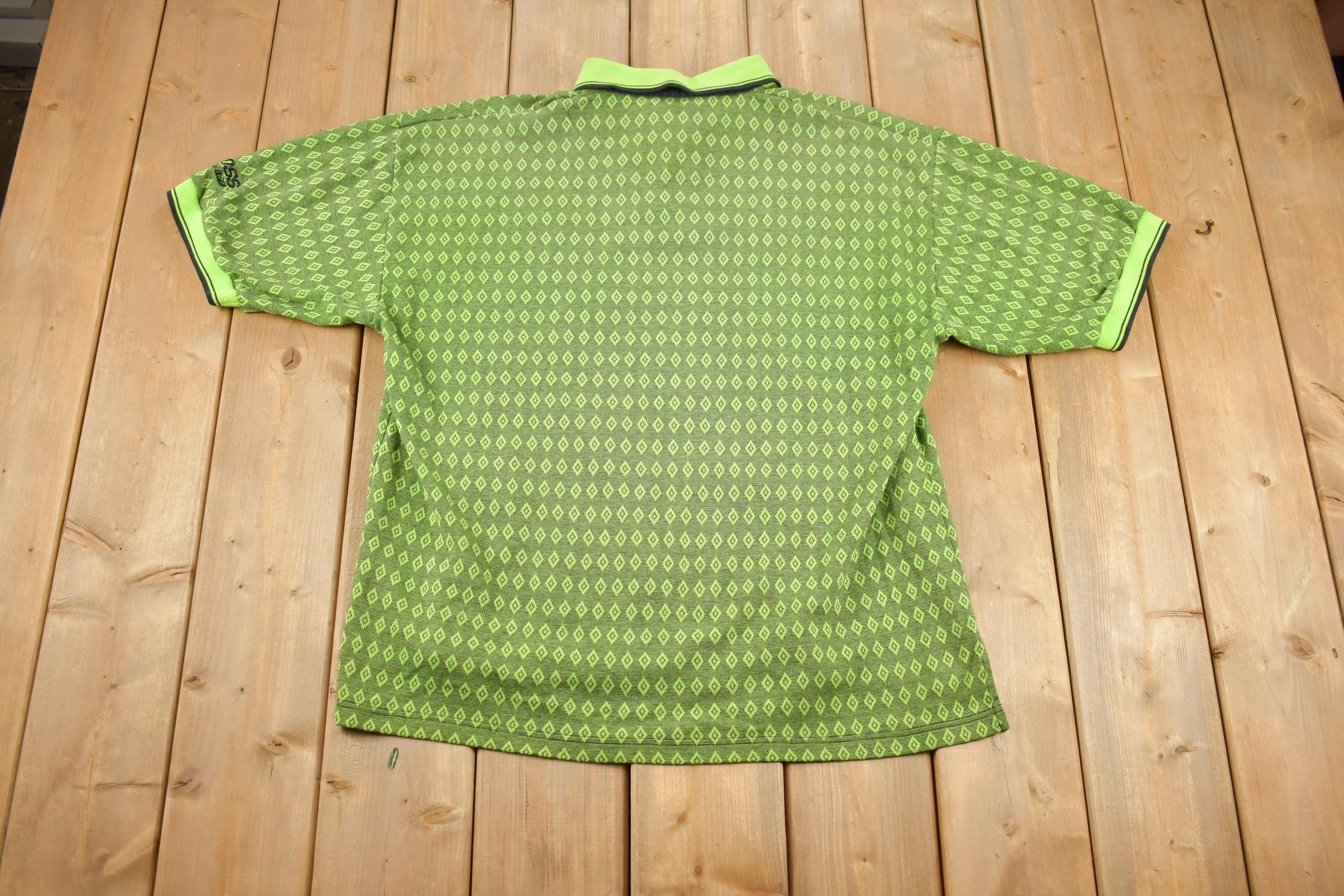 Vintage 1990s Boss Diamond Print Golf Shirt