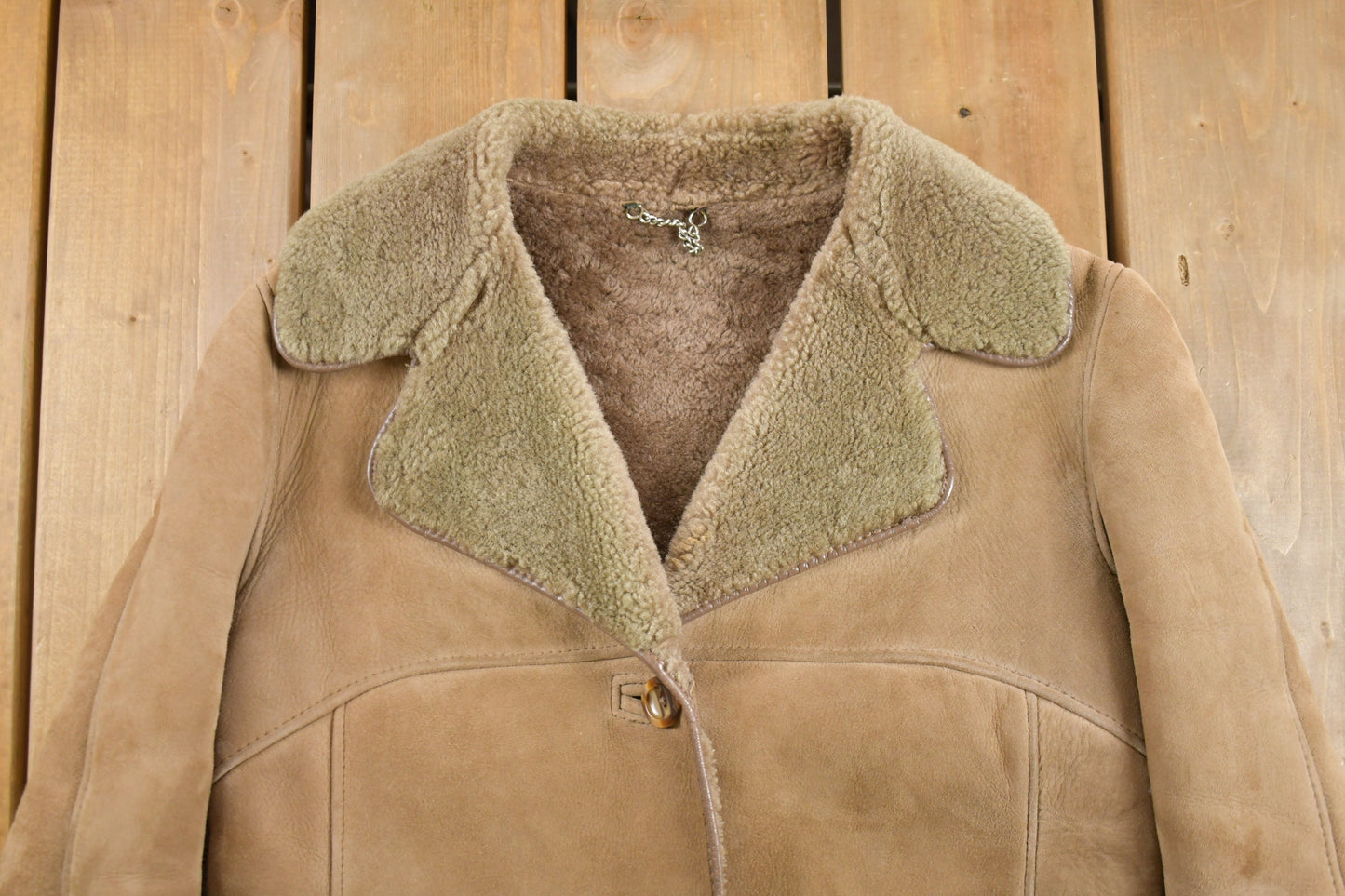 Vintage 1980s Morlands Lambskin Sheerling Leather Jacket / Button Up Winter Outerwear / Streetwear / Suede / Made in England