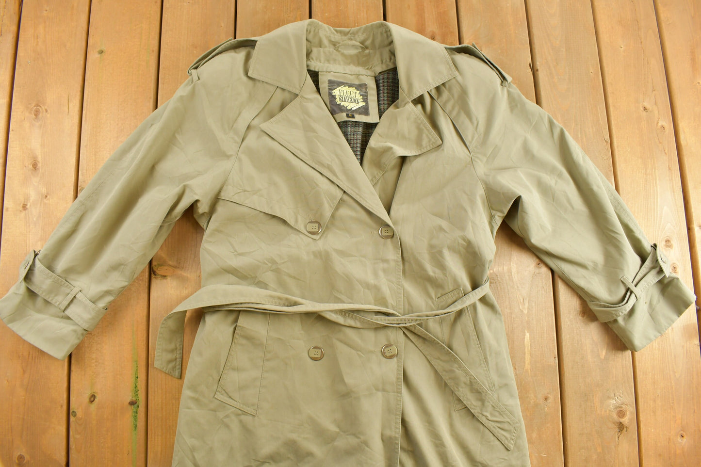 Vintage 1980s Fleet Street Beige Trench Coat / 80s Coat / Athleisure / Winter Coat / Casual Wear / Overcoat