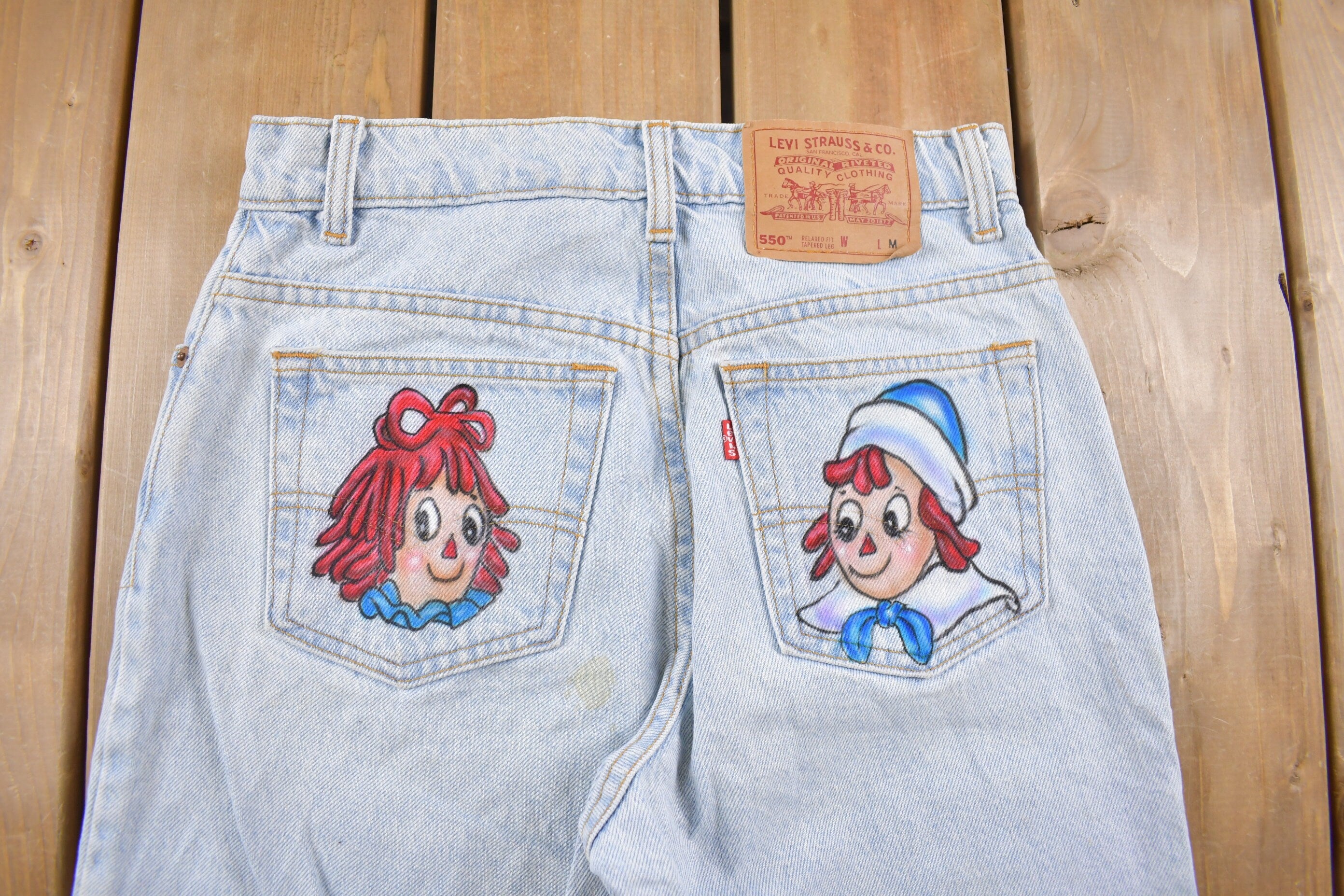 Vintage 1990s Levi's 550 Red Tab Spray Paint Jeans Size 28 x 30