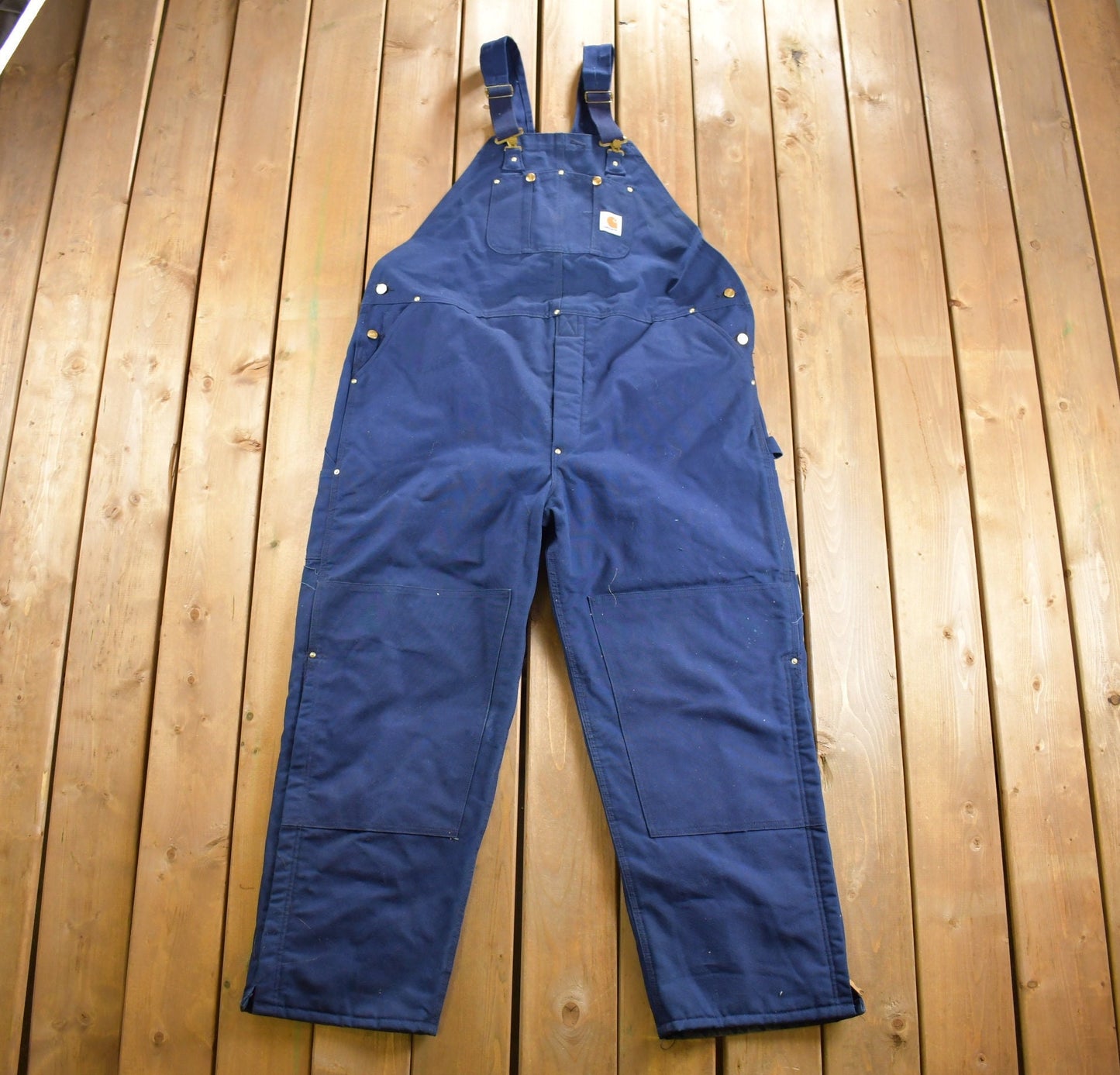 Vintage 1980s Carhartt Blue Canvas Double Knee Overalls / Thermal Lined / Utility Overalls / Vintage Workwear / Coverall / Union Made in USA