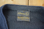 Vintage 1980s JC Penny Knit Perfect Mild Distress Cardigan Sweater Made In USA
