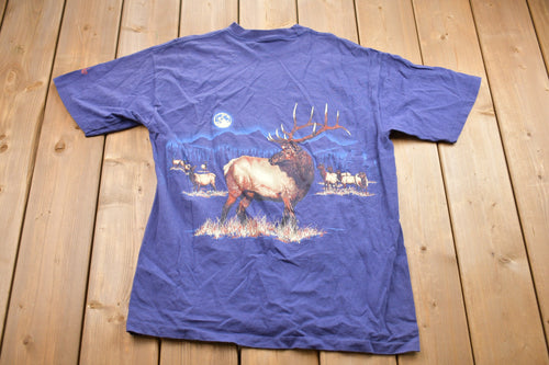 Vintage 1990s Elk Graphic T-Shirt / Graphic / 80s / 90s / Streetwear / Retro Style / Single Stitch / Made In USA / Signal Sports