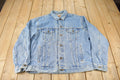 Vintage 1990s Distressed Jean Jacket Size XL  Fall Jacket  90s Denim  Made In USA