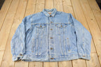 Vintage 1990s Distressed Jean Jacket Size XL  Fall Jacket  90s Denim  Made In USA