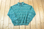 Vintage 1990s Chesterfield Velour Knit Abstract Pattern Crewneck Sweater