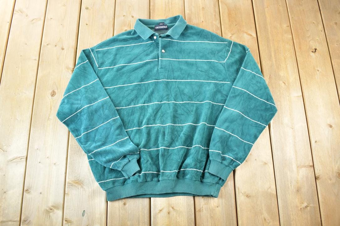 Vintage 1990s Chesterfield Velour Knit Abstract Pattern Crewneck Sweater