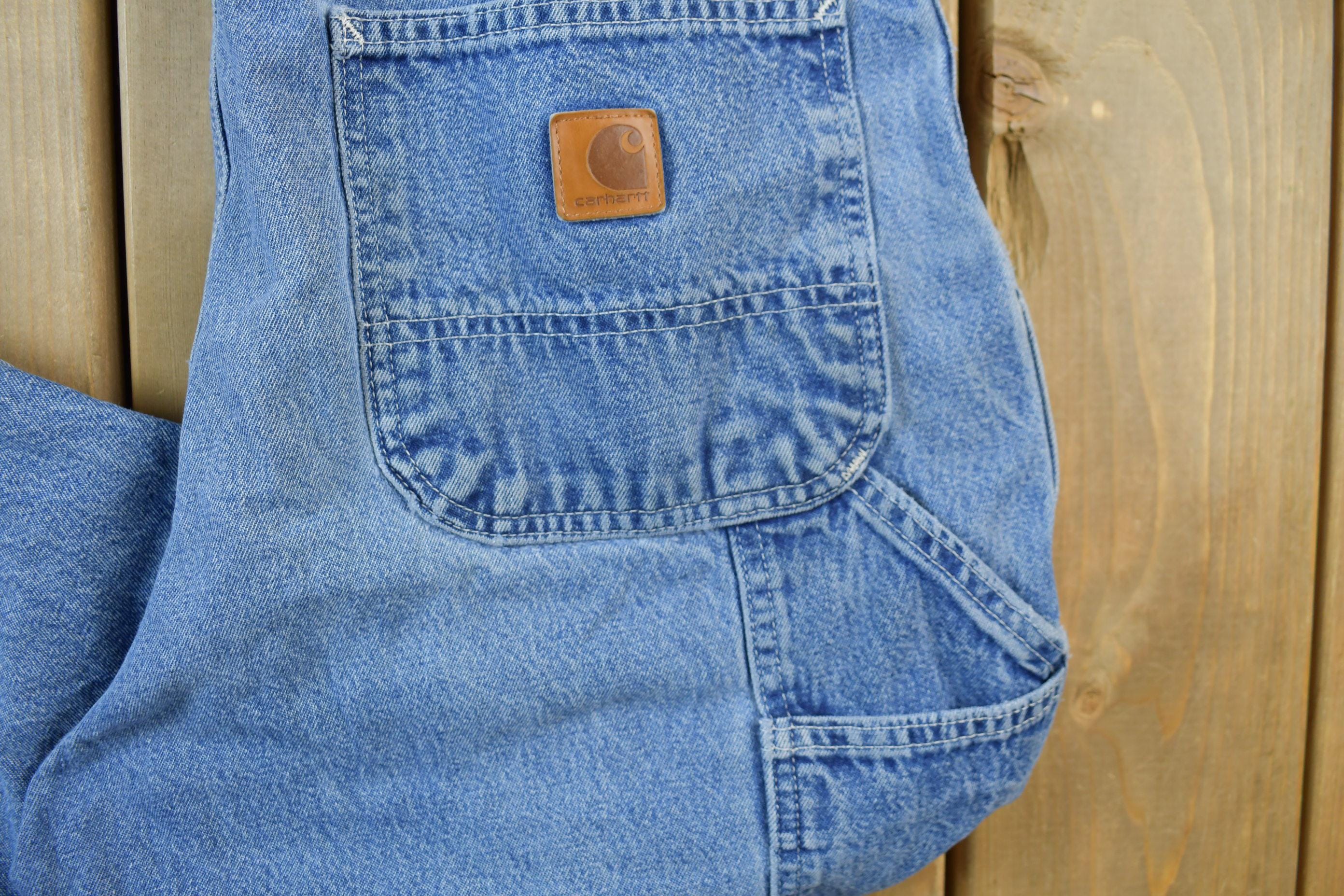 Vintage 1990s Carhartt Work Blue Denim Pants Size 34 x 36