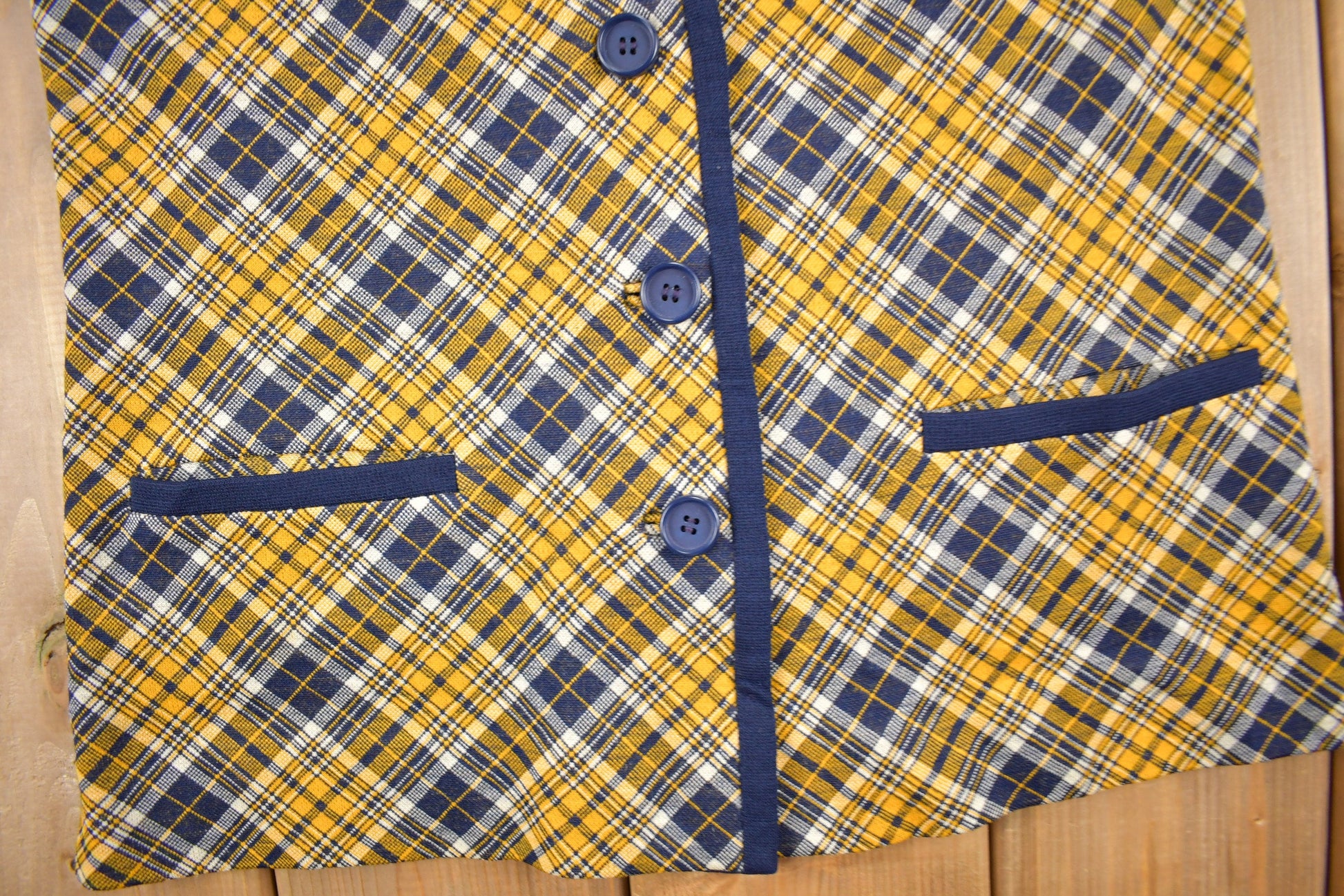 Vintage 1960s Butter Knit Women's Blouse Vest Shirt  Button Up  True Vintage  Plaid Vest  Wool Blend