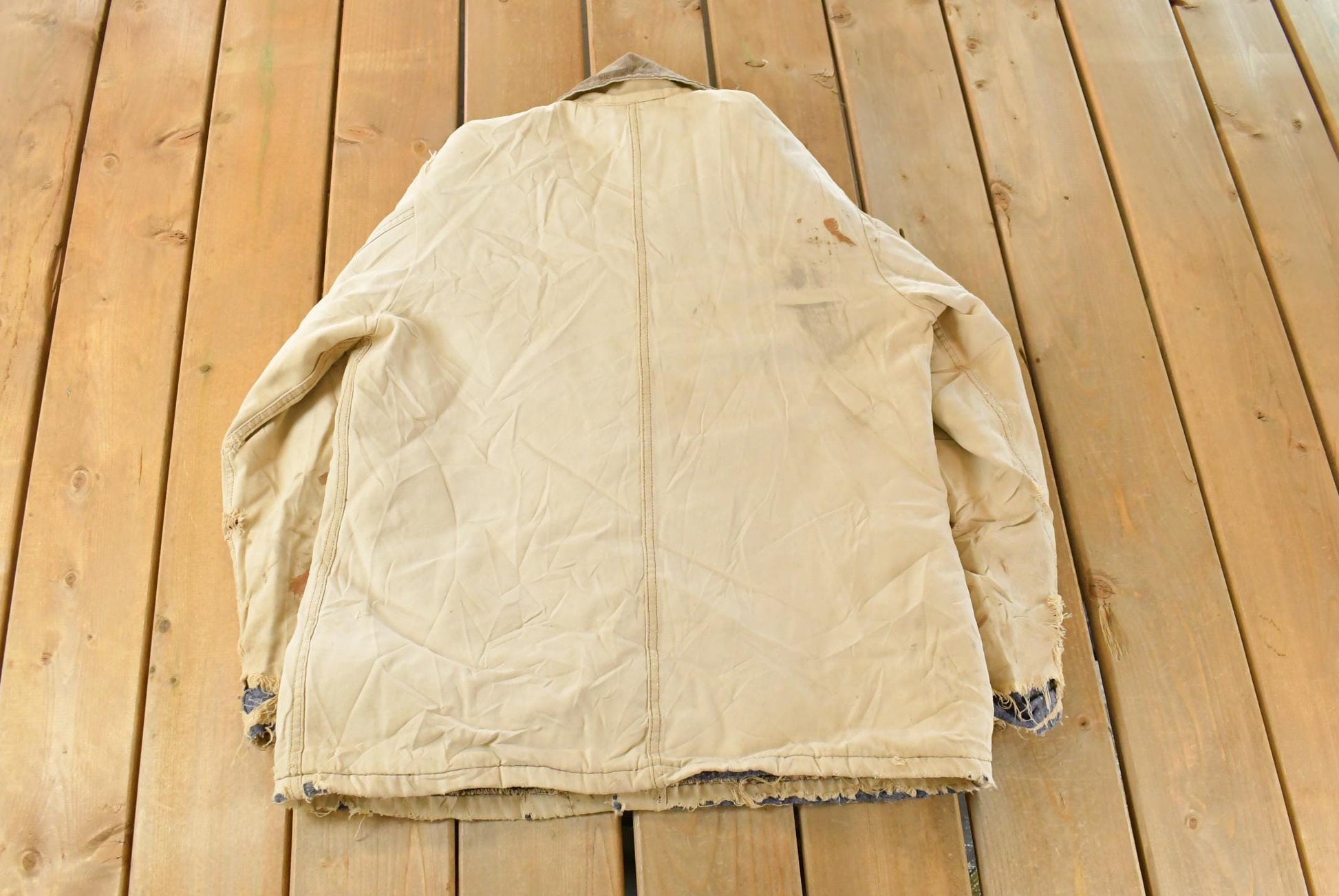 Vintage 1990s Dickies Blanket Lined Distressed Chore Jacket Men's Medium / 90s Dickies / Denim Jacket / Vintage Workwear / Barn Coat