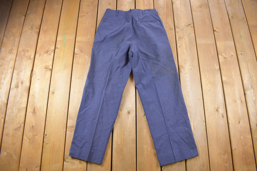 Vintage 1980s 100% Wool Navy Blue Trousers Size 30 x 30