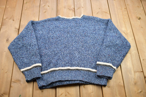 Vintage 1990s Knitted Crewneck Sweater / Vintage 90s Crewneck / Blank Knitted Crewneck / Colorful / Sweatshirt / Basic Knit Crewneck