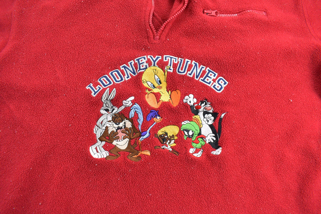 Vintage 2000 Looney Tunes Embroidered Quarter Zip Fleece Sweatshirt