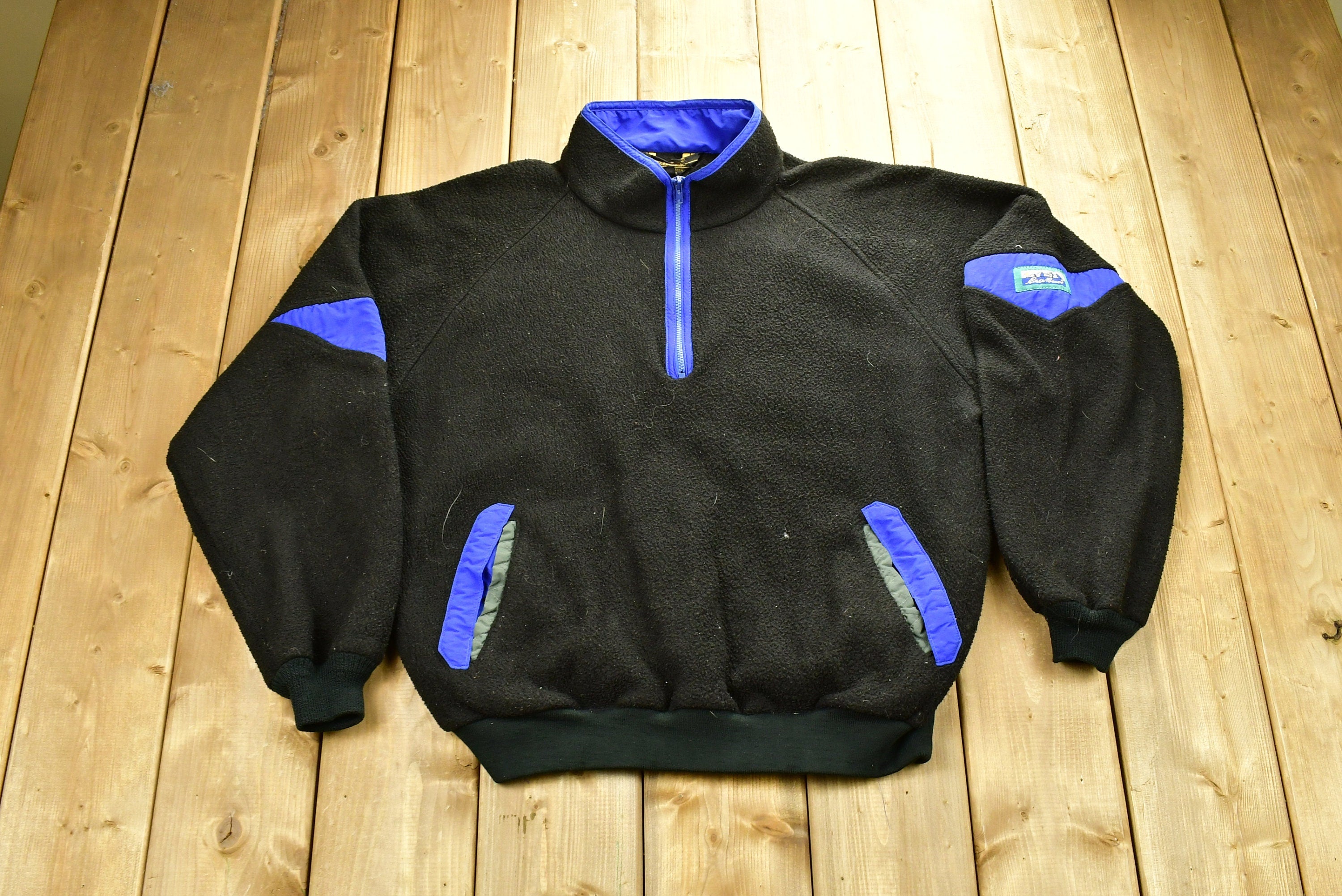 Vintage 1990s Eddie Bauer Quarter Zip Fleece Sweater Made In USA