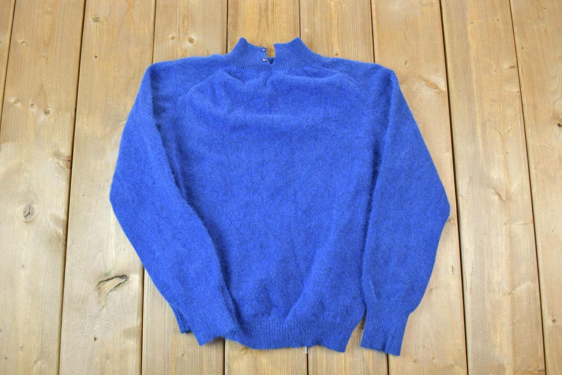 Vintage 1990s Cookie Monster Blue 100% Wool Knit Sweater