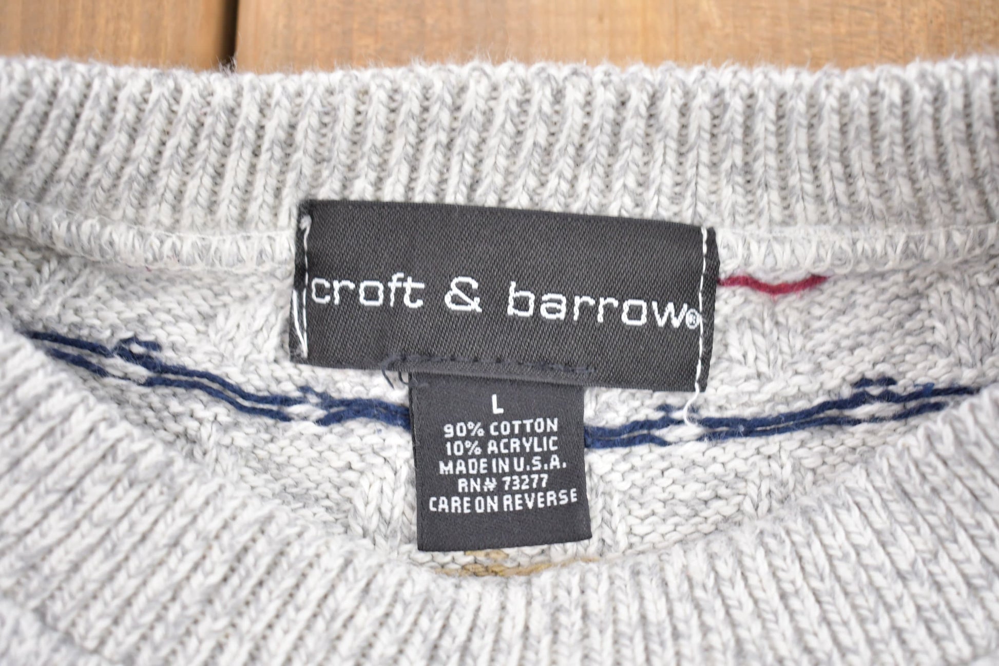 Vintage 1990s Craft & Barrow Knitted Sweater / Vintage 90s Crewneck / Pattern Sweater / Outdoor / Hand Knit / Pullover Sweatshirt