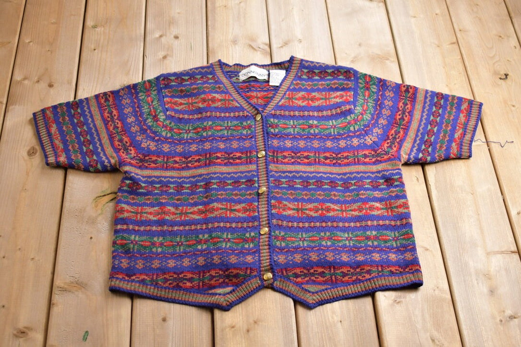 Vintage 1990s Donn Kenny Knitted Button Up Blazer Sweater