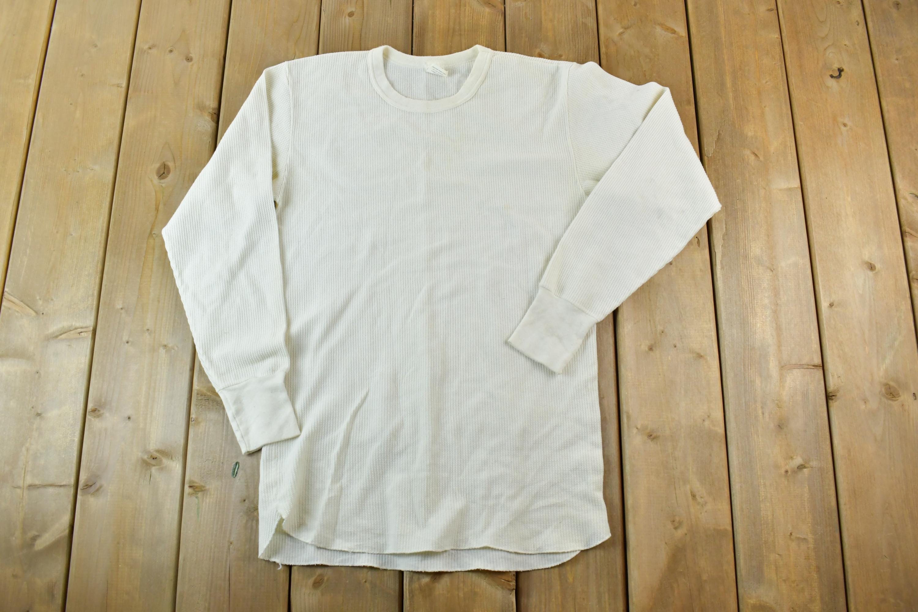Vintage 1990s Premier Waffle Knit Long John Crewneck Sweater