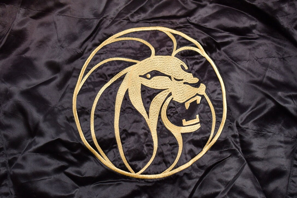 Vintage 1980s MGM Grand Las Vegas Satin Jacket  Made In USA  Embroidered  Streetwear  Zip Up  Lion's Head