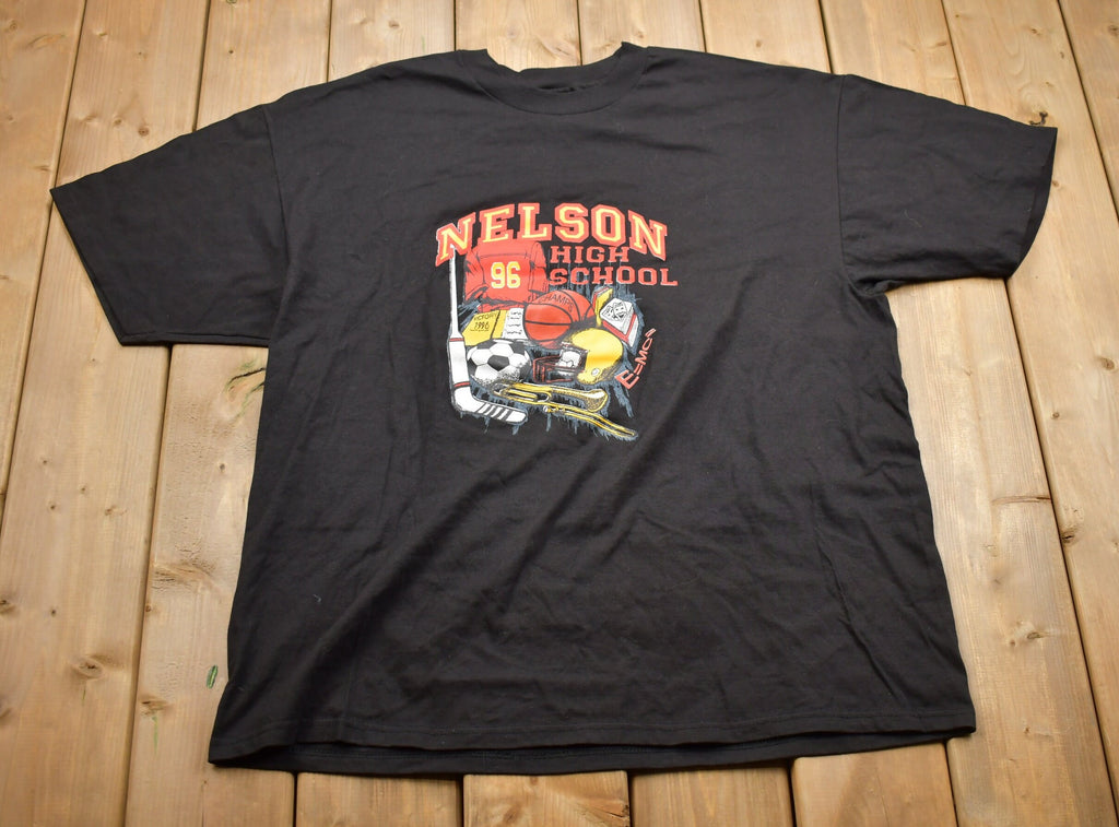 Vintage 1990s Nelson High School Graphic T-Shirt / Burlington / Ontario Vintage / Streetwear / Retro Style / Single Stitch / Made In USA