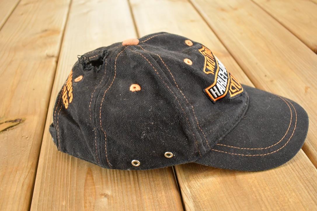 Vintage 1990s Harley Davidson Snapback Hat  90's Embroidered Motorcycle Cap