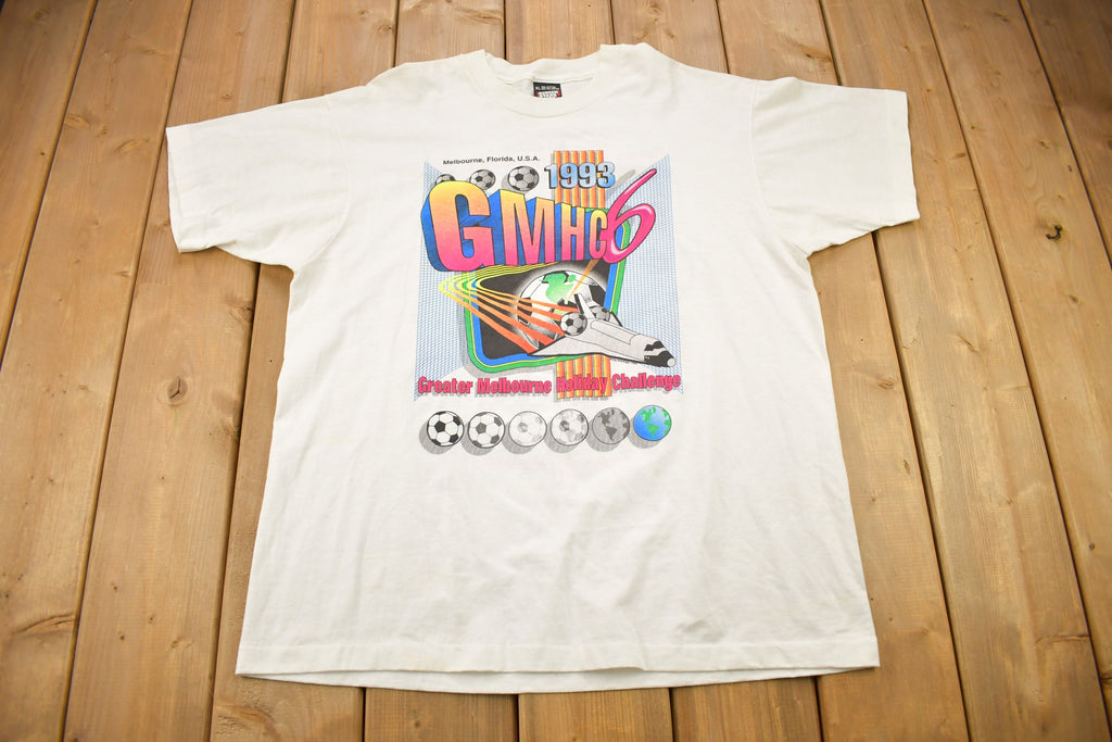Vintage 1993 GMCH Melbourne Holiday Challenge Soccer Graphic T Shirt