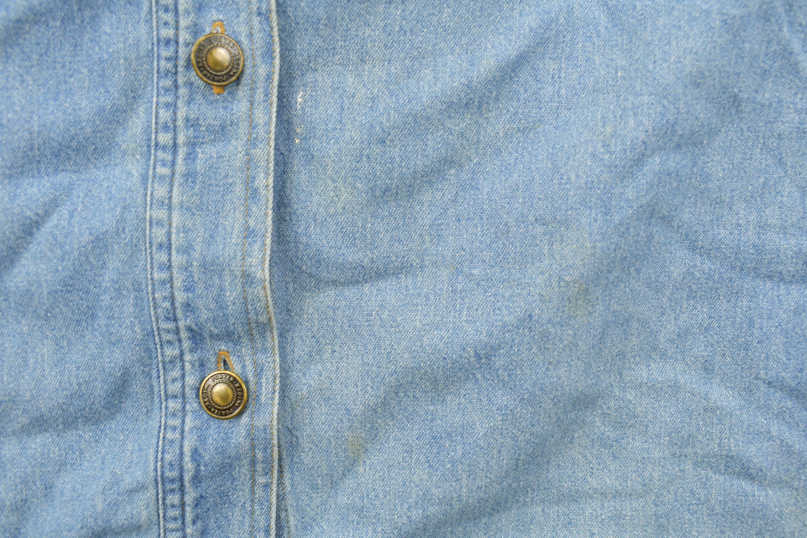 Vintage 1990s Noahs Ark Embroidered Button Up Denim Shirt