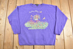 Vintage 1990s Chic Cute Teddy Bear Explore Nature Crewneck Sweater