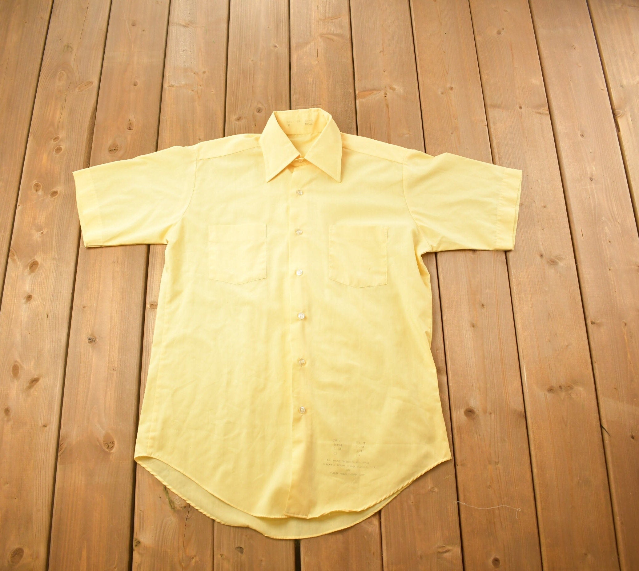 Vintage 1990s Blank Yellow Button Up Shirt