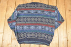Vintage 1990s Florence Tricot Abstract Knit Crewneck Sweater Mens L