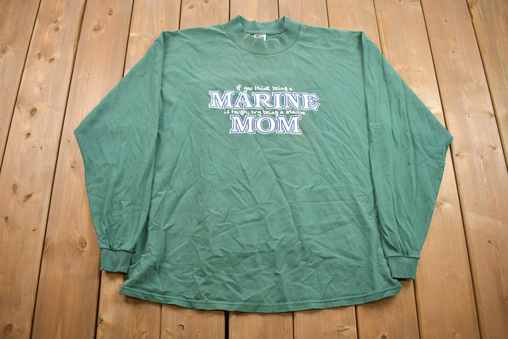 Vintage 1990s Cute "Marine Mom" Graphic Crewneck Sweater