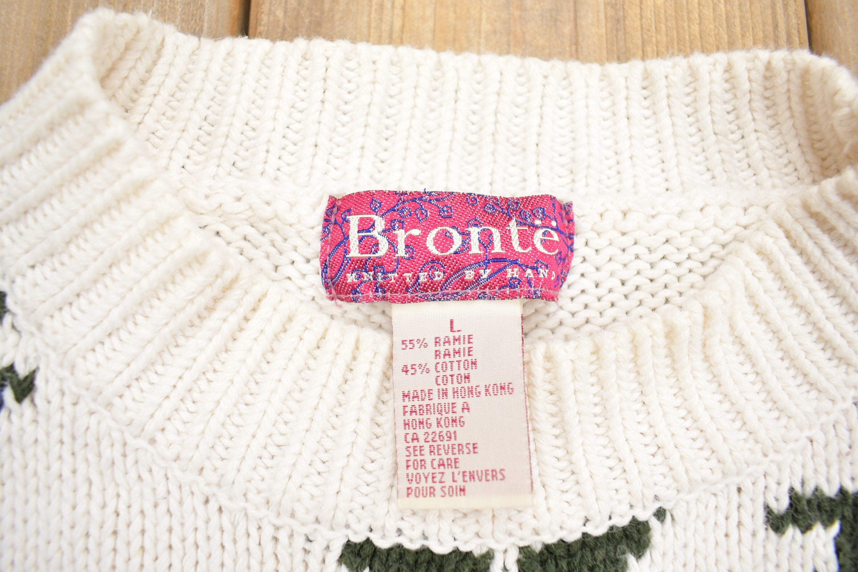 Vintage 1990s 3D Colored Cable Knit Crewneck Sweater