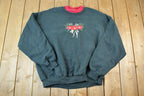 Vintage 1990s Poinsettia Double Collar Outdoorsman Crewneck Sweatshirt