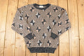 Vintage 1990s Elegant Abstract Knit Crewneck Sweater Mens M