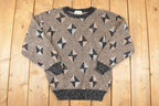 Vintage 1990s Elegant Abstract Knit Crewneck Sweater Mens M