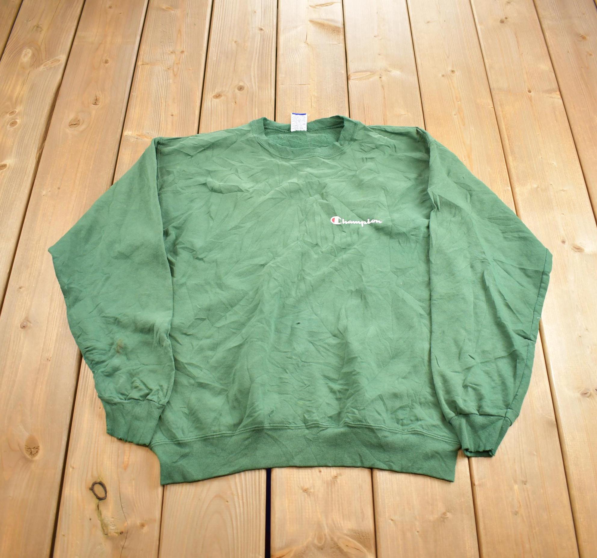 Vintage 1990s Champion Small Logo Embroidered Distressed Crewneck Sweatshirt