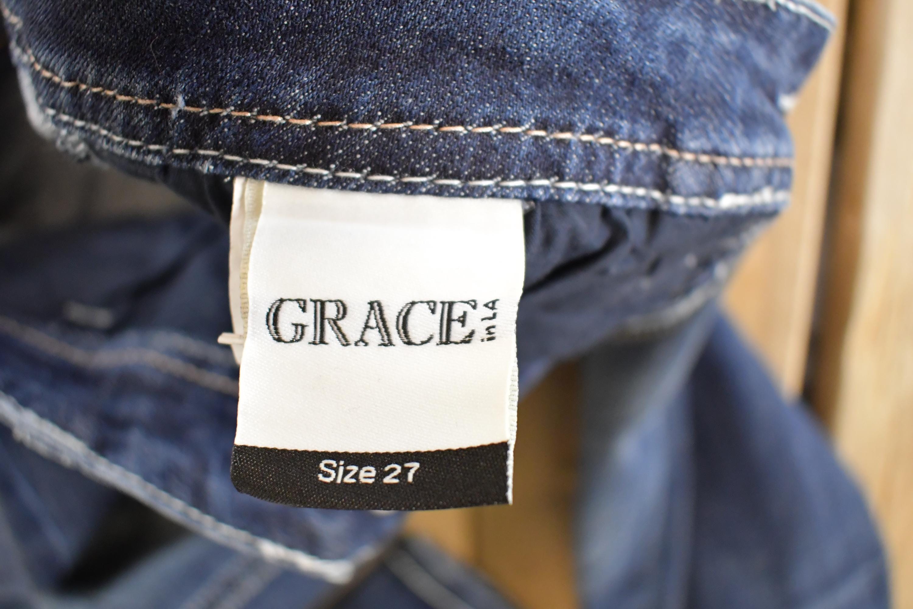 Vintage Deadstock Y2K Grace LA Bedazzled Low Rise Jeans Women's Size 27x32